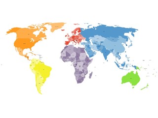 Obraz na płótnie Canvas Political world map on white background.