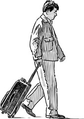 person with suitcase