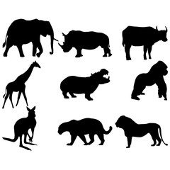 Set of animals silhouettes, Vector
