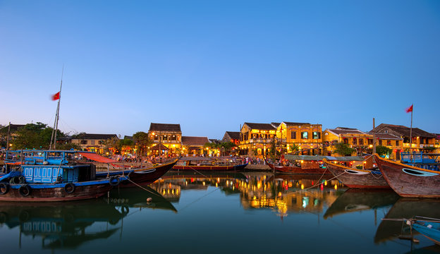 Hoi An old town in Vietnam after sunset