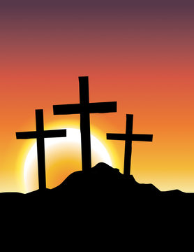 Calvary Crosses at Sunrise Illustration