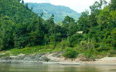 Naklejka na ściany i meble River side of Mekong river in Laos 
