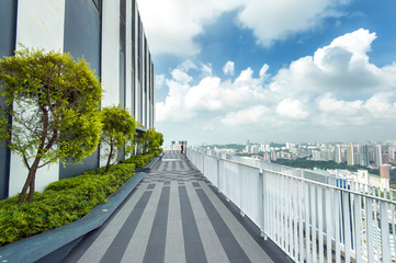 Rooftop panorama from Pinnacle at Duxton skyscraper in Singapore