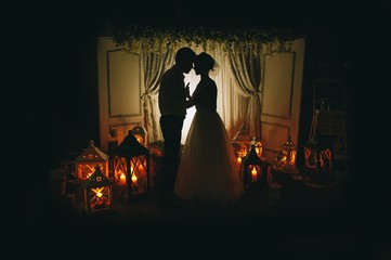 romantic beautiful luxurious wedding ceremony with candles of ha