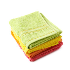 Pile of colorful towels isolated