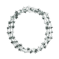 Star garland round frame isolated