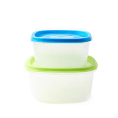 Pile of food containers isolated