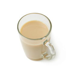 Glass mug filled with coffee milk