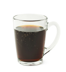 Glass mug filled with cola drink isolated