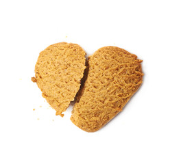 Heart shaped broken cookie isolated