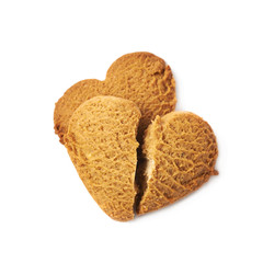 Heart shaped broken cookie isolated