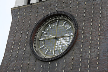 Fototapeta premium PRAGUE, CZECH REPUBLIC - APRIL 28, 2013: Clock of the Roman catholic Church of the Most Sacred Heart of Our Lord in Prague, Czech Republic