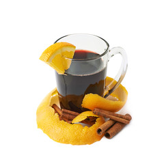 Glass of mulled wine isolated