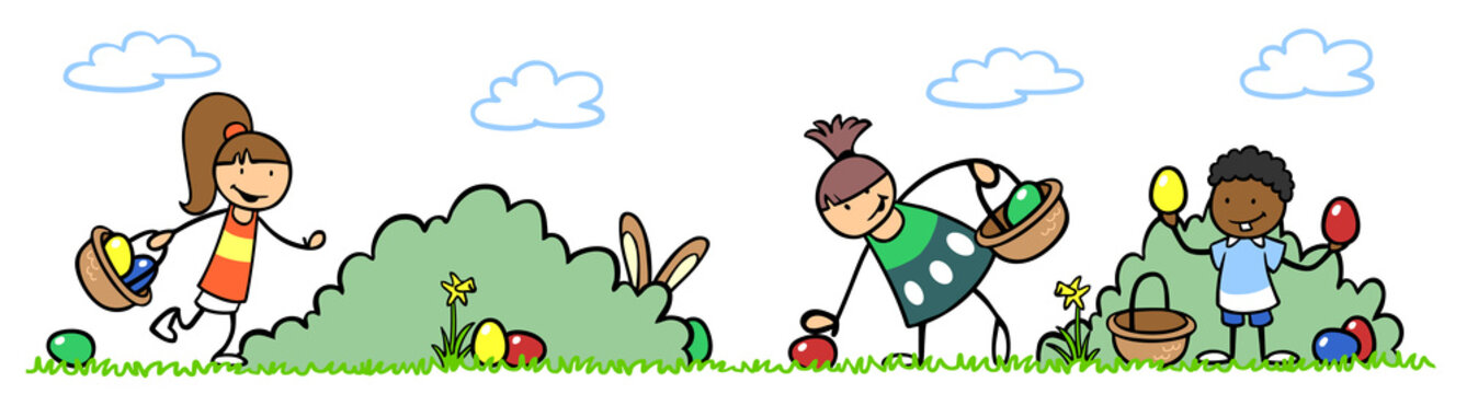 Kinder suchen und finden Ostereier zu Ostern