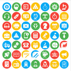 Business icons. Management and marketing icons. Forty nine flat icons management and marketing. All layers have their names.