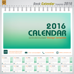 Desk calendar 2016 vector modern square design cover template with  Set of 12 Months Can be used for company office business holiday or planner vector illustration 