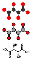 Tartaric acid (dextrotartaric acid) molecule. 