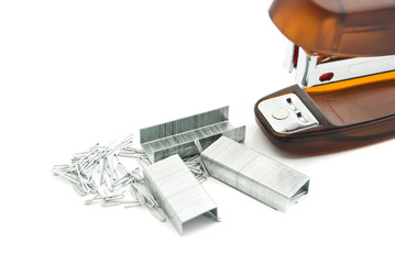 Fototapeta premium orange stapler and staples