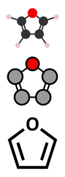 Furan heterocyclic aromatic molecule.