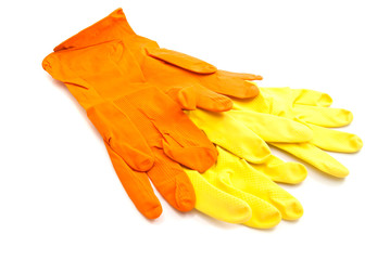 two pairs of gloves on white