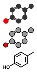 P-cresol (para-cresol, 4-methylphenol) molecule.