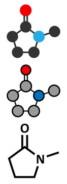 N-methyl-2-pyrrolidone (NMP) chemical solvent molecule.