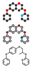 Pyriproxyfen pesticide molecule. Juvenile hormone analogue.