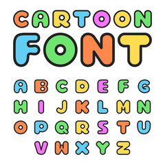 Colorful cartoon font. Cute vector alphabet