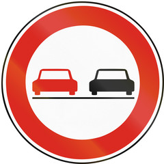 Road sign used in Slovakia - No overtaking