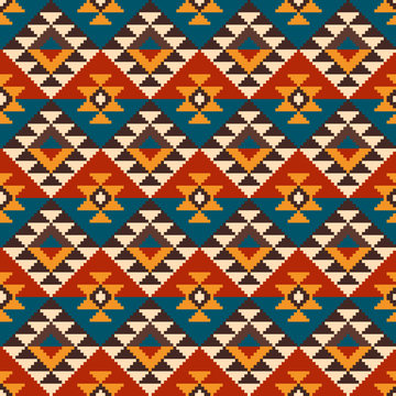 Tribal Aztec Style Seamless Geometric Pattern. Vector Illustrati