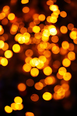 Golden Christmas lights, close up