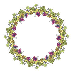 Color round frame with grapes