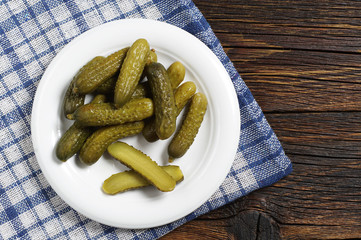 Pickled cucumbers in plate
