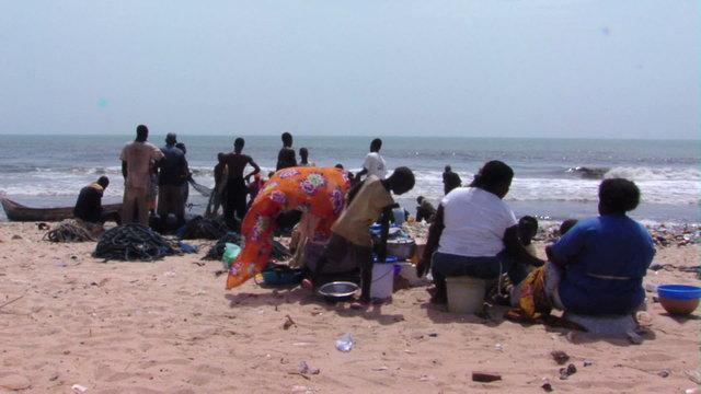 People on a beach in Africa.
