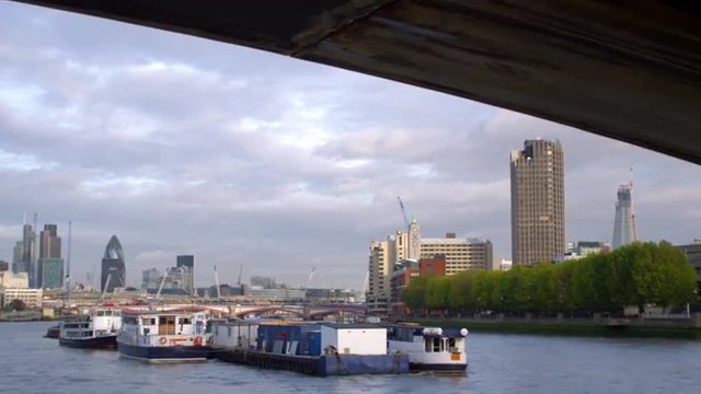 Under Waterloo Bridge in London, England.