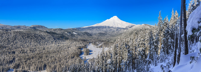 Beautiful Winter Vista of Mount Hood in Oregon, USA.