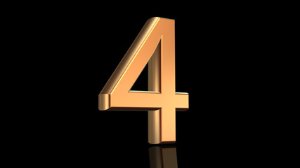 Obraz premium Fourth Anniversary, number 4 (four) in gold isolated on black background