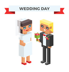 Wedding 3d couples cartoon style vector illustration