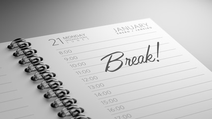 Closeup of a personal calendar setting an important date represe