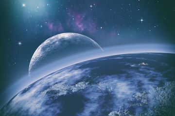 Earth orbit. Universe. Abstract science backgrounds. NASA imager