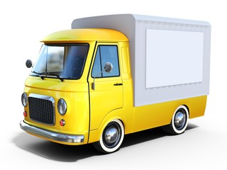 3d yellow vintage van