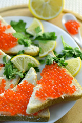 sandwiches with red caviar