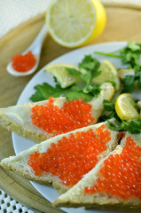 sandwiches with red caviar