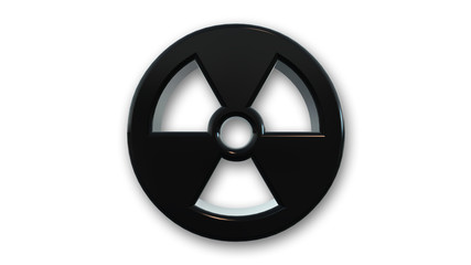 Black metallic radioactive symbol isolated on white background