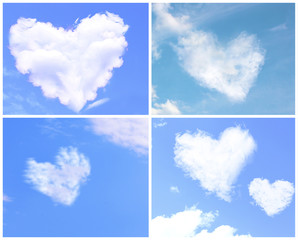 Collage of clouds in heart shaped