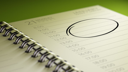 Closeup of a personal calendar setting an important date represe