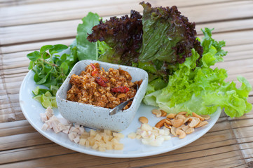 Food wrapped in leaves. Local Cuisine of Thailand. And a herbal