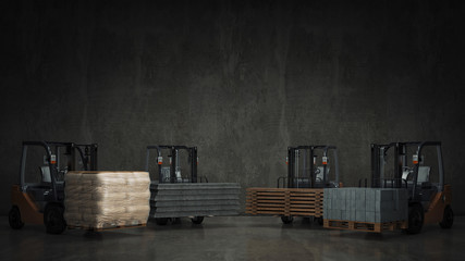 Forklift with building materials