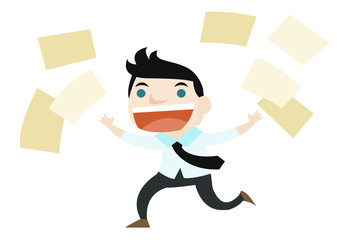 hombre arrojando papeles