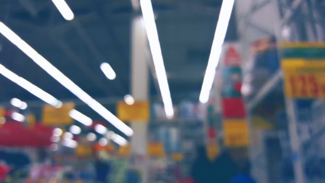 Blurred background supermarket store motion people, with bokeh